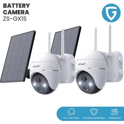2PCS ieGeek Outdoor Wireless Security Camera 2K 360° WiFi Home CCTV System Alexa