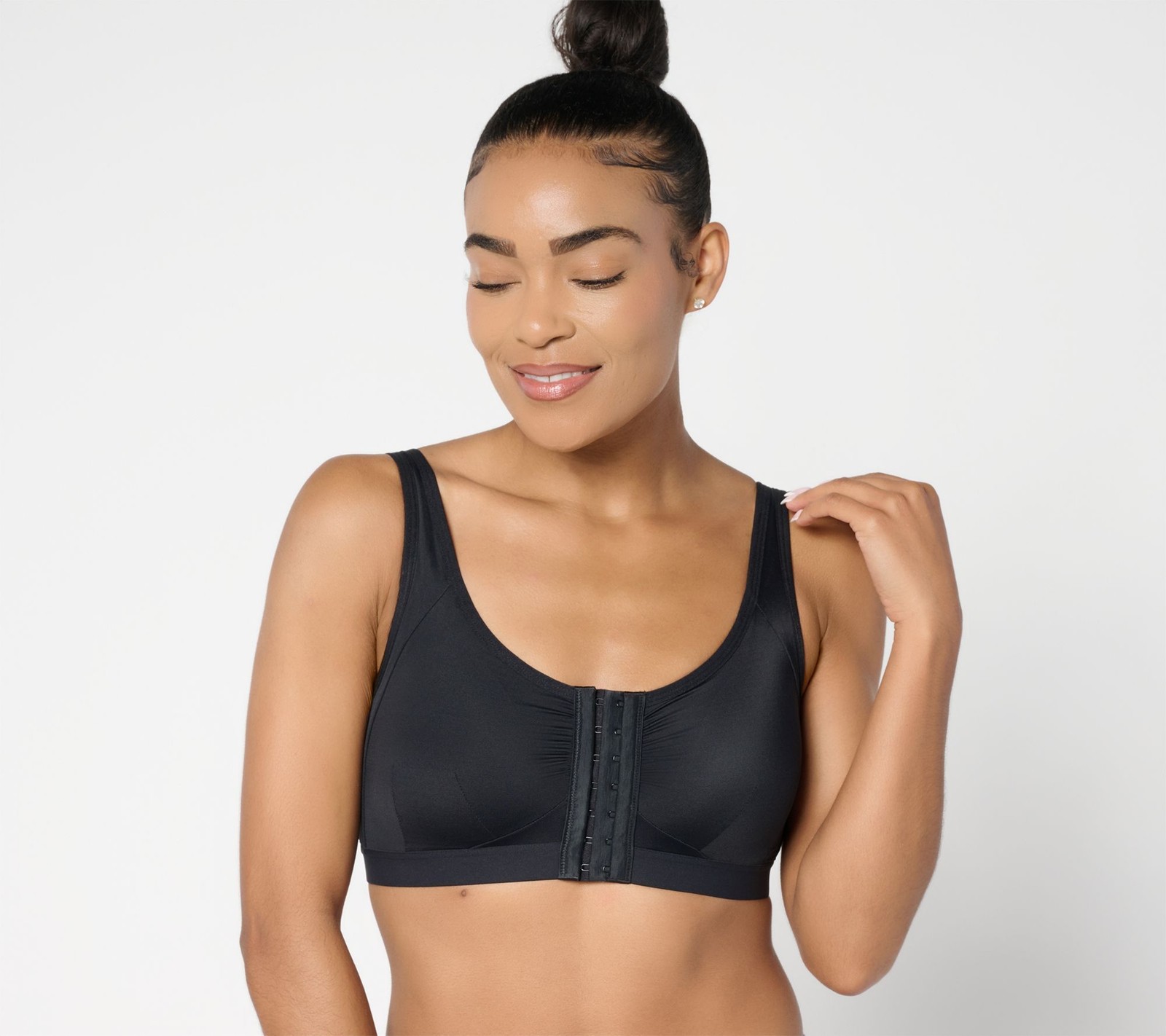 Maya J Women's Bra Sz XL Intimates Lycra Front Closure Wirefree Black A682666