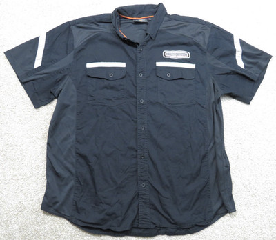 VTG Harley Davidson Black Shirt Mens 3XL Button Down Motorcycle Logo HD