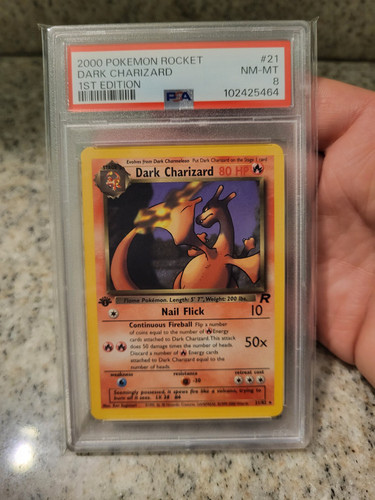 Pokemon First Edition Dark Charizard Non Holo 21/82 Team Rocket Psa 8