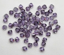 24pc Swarovski Crystal Violet Satin 4mm Bicone Beads; I LOVE THIS COLOR!