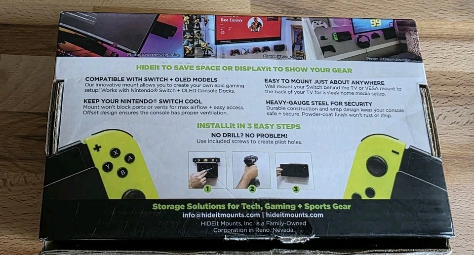 [USED] HIDEit Switch Wall Mount, Black Steel Mount for Nintendo Switch - Image 2 of 3