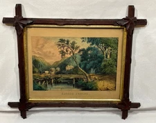 Antique Original Currier & Ives Summer Evening Lithograph Framed ca.1857-72