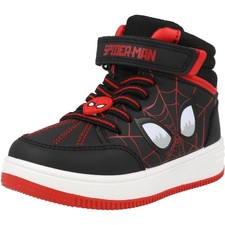 Spider-Man Kids Hi-Top Trainers Black Easy-Fasten Design