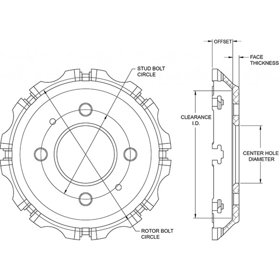 Wilwood Rotor Big Brake Dynamic Hat 8x7 BC/4x3.93 MT/0.901 Offset/2.530 Reg - Image 2 of 4