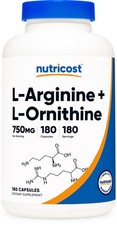 Nutricost L-Arginine L-Ornithine 750mg, 180 Capsules - Non-GMO  Gluten Free