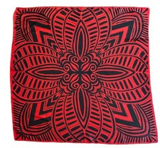 VTG VERA NEUMANN Red Black Kaleidoscope Graphic Silk Scarf 29 x29 Square