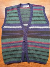 Vintage New Era Knit Sweater Vest USA Made Striped Grandpa Core 90s Medium