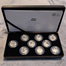 Silver Proof Britannia Coin Set 9 x 1/2oz 25th Anniversary 2012 Royal Mint BOX