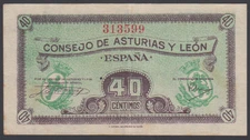 Spain 40 Centimos  1937  VF+  P. S602,    Banknotes, Circulated
