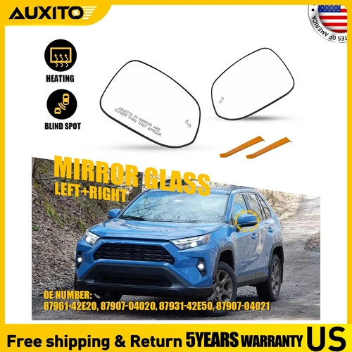 Left Right Mirror Glass For 2019-2024 TOYOTA RAV4 / HYBRID with BSM Heated 2X