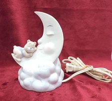 Vintage Teddy Bear Sleeping On The Moon Nursery Room Decor Porcelain Home Decor