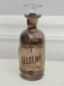 Antique Rexall Apothecary Bottle – Gelsemii Pharmacy Jar w/ Glass Stopper