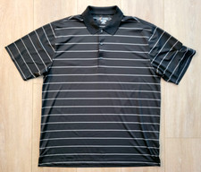 Greg Norman Polo Shirt XL Black Striped Play Dry Golf Performance Mens