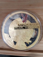 American Mint History Of WWII Attack On Pearl Harbor 100mm Gold Layered Coin