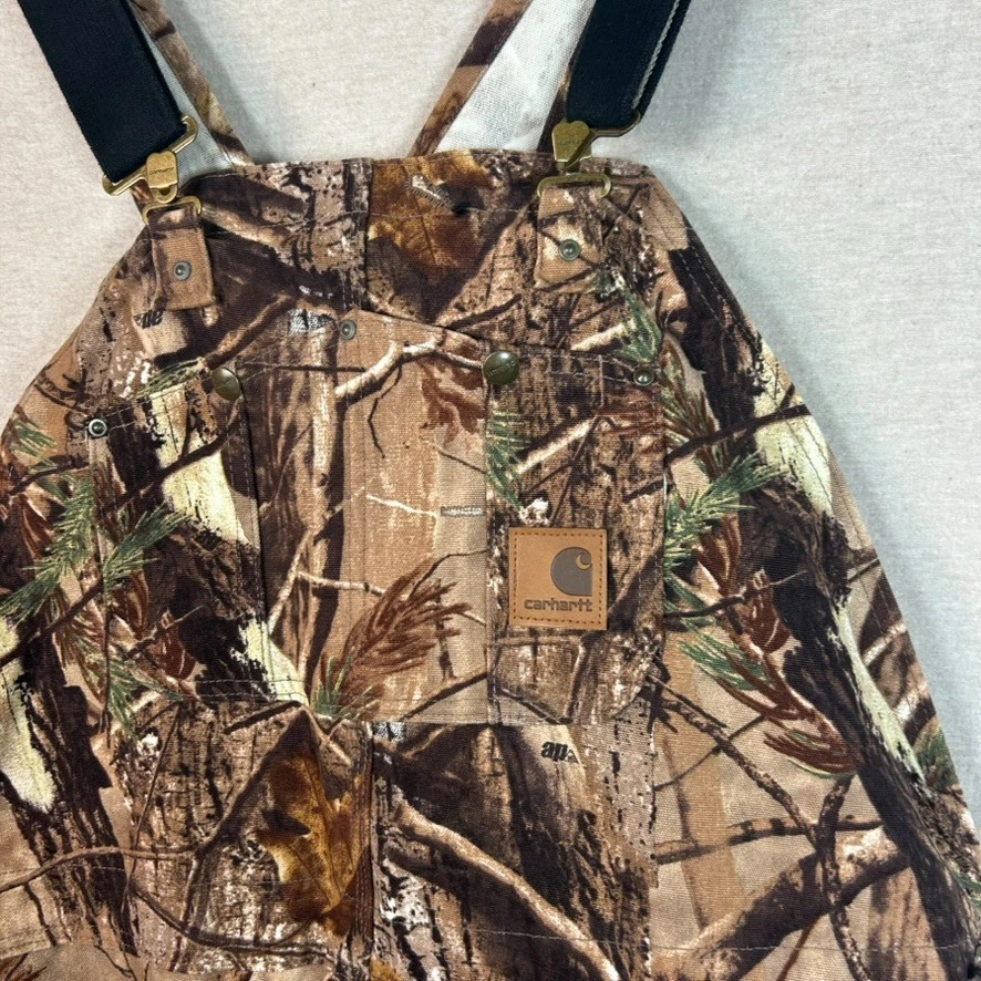 Carhartt Adult Dungarees RealTree Camo Overall Bibbs 50 x 32 Lined Double Knee - Image 4 of 4