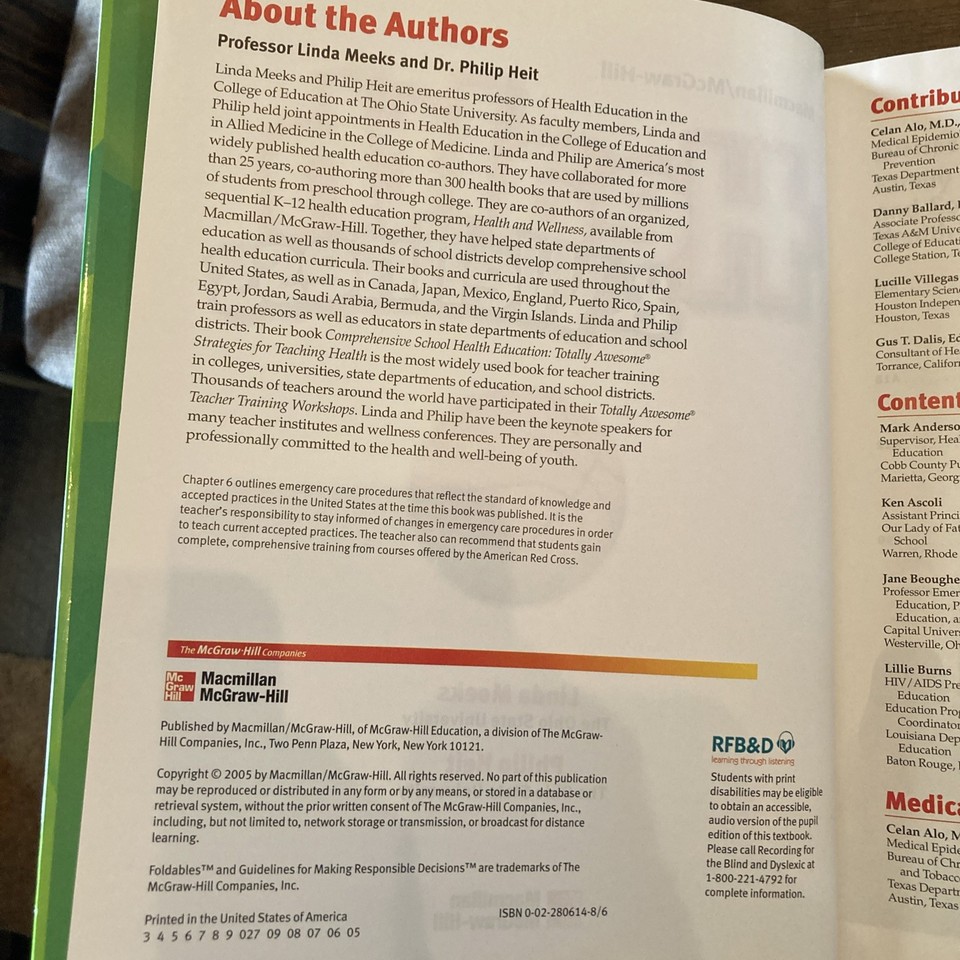 Macmillan / McGraw-Hill HEALTH & WELLNESS Grade 6 By Linda Meeks ...