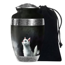 Cat Soul Large Burial Urn for Human Ashes Adult Women  Men 10 Inch 