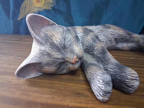 Adorable Vintage 1987 Gray Ceramic Mother Cat with 3 Kittens by Scioto 12" - Picture 4 of 22