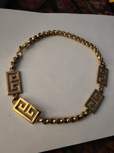  GIVENCHY GG Logo Gold Tone Long Necklace Chucky Heavy 17.5" Link Chain