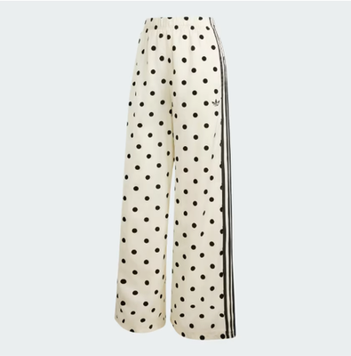 Adidas Women Satin Polka Dot Wide Leg Pants Off White Asian Size