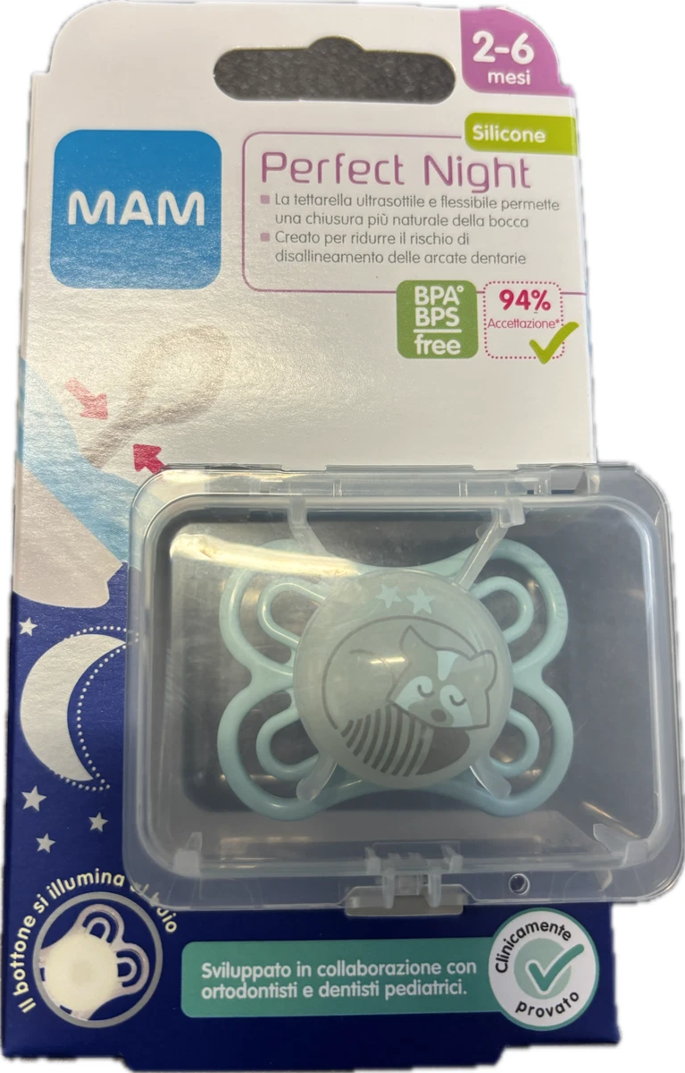 Ciuccio MAM Perfect 6+ Mesi In Silicone SkinSoft Con Scatola Porta Succhietto - Grigio
