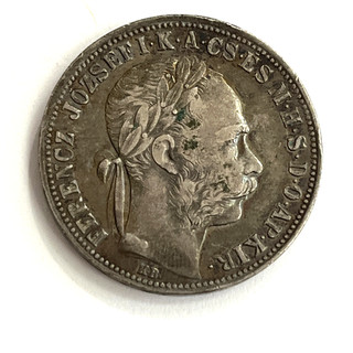 1890 HUNGARY KING FRANCIS JOSEPH 1 SILVER FORINT
