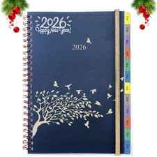Diary 2026 Week to View A5, Spiral Annual Weekly & Monthly Planner with Tabs