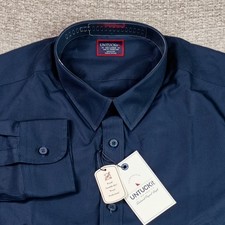 UNTUCKit Castello Navy Blue Button Up Cotton Shirt Men's NWT Size XXL Slim Fit