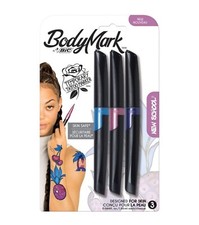 Temporary Tattoo Markers - BodyMark by BIC  NEW SCHOOL  - 3-Pack - NEW   