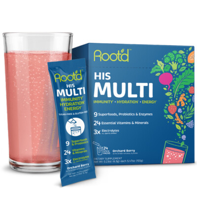Rootd - Powder MULTIvitamin for Men with Electrolytes - 24 Vitamins & Minerals 