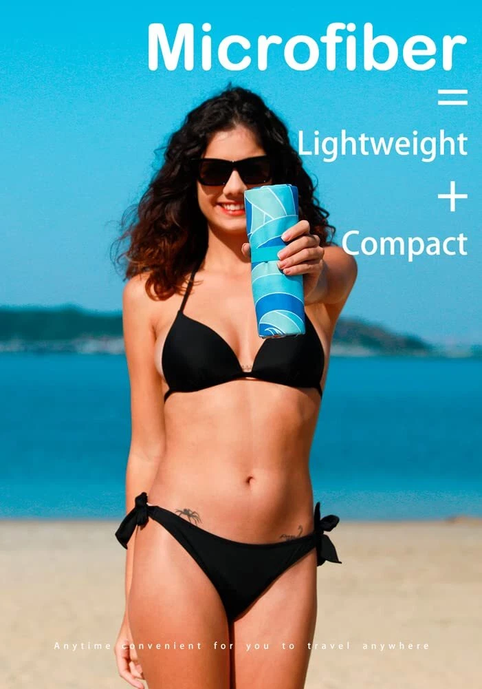 2 Pack Microfiber Lightweight Beach Towel Sand Free Quick Dry Absorbent Thin ...