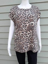 BiBi Women's Leopard Print Open Back Top Size Small