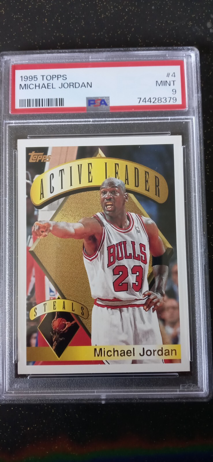 1995 Topps #4 Michael Jordan PSA 9 MINT Graded Card NBA 95 Active Leader Steals