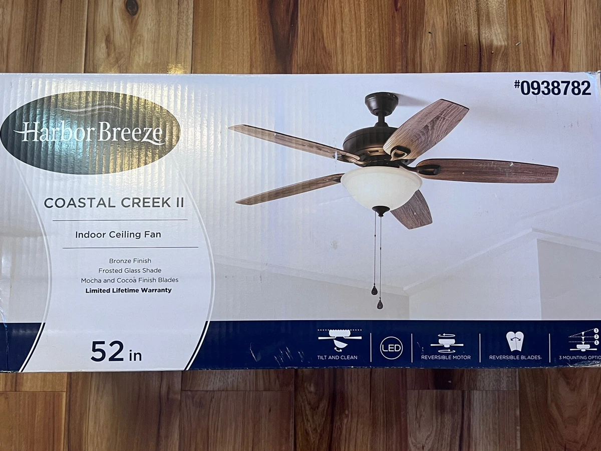 Harbor Breeze Coastal Creek II 52-in Bronze LED Indoor Ceiling Fan-Brand  New