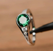 Natural Emerald Ring 925 Sterling Silver Ring Handmade Ring Wedding Ring