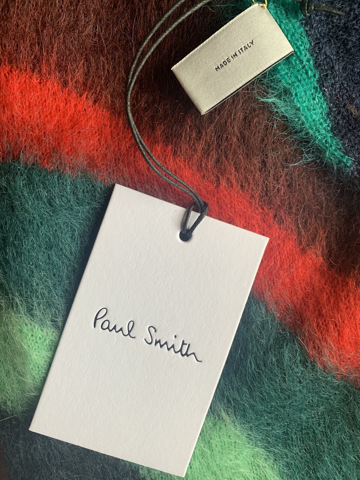 🧣Paul Smith Mohair Scarf RRP £250 Multi Stripe Swirl Signature Mountain Knit image 5