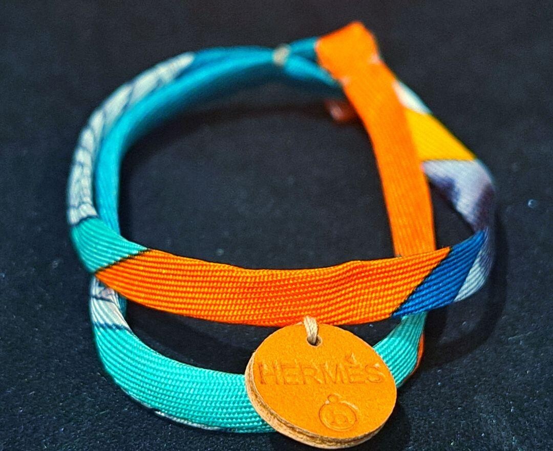 HERMES Petite Ash Silk Double Bracelet Pre-Owned Check Details  