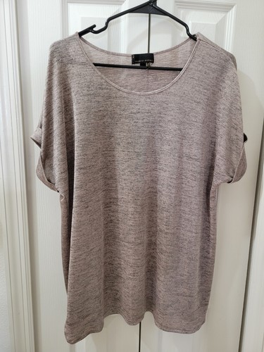 I Jeans by Buffalo T-Shirt Top Brown Variegated Stretch Semi Sheer Womens Large - Picture 2 of 10