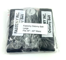 3 Pack Fastomy non-slip LARGE Black Ostomy Belts FITS 34"-40"