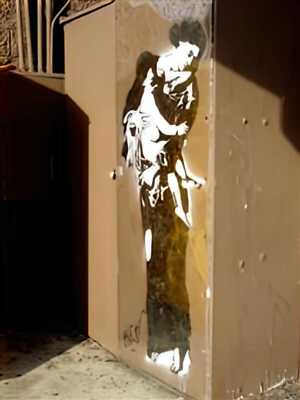 Graffiti Street Art Foto A4 Mutter und Kind von Blek Le Rat Los Angeles