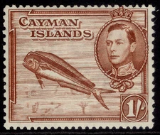 CAYMAN ISLANDS GVI SG123, 1s red-brown, M MINT.