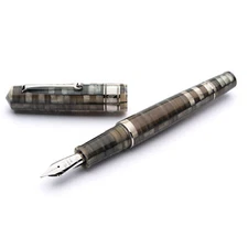 Leonardo Mosaico Fountain Pen in Chiaroscuro with Palladium Trim - 14kt Fine