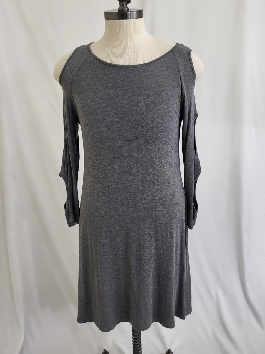 cold shoulder dress grey Cold-Shoulder Ribbed Mini Dress main image 0