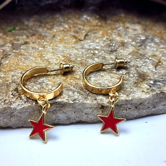 Red and gold earrings costume jewelry online