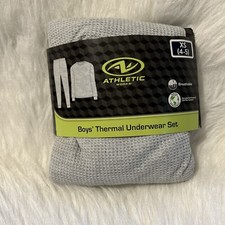 Athletic Works Thermal Underwear Set Boys Size XS 4-5 Grey Waffle Pajama Set