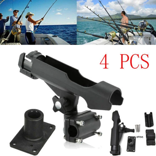 4PACKS Boat Fishing Pole Rod Holder Tackle Adjustable Side Rail Mount For Kayak - Image 2 of 4