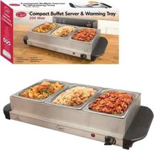 Image of Quest 16520 Compact Buffet Server and Warming Tray / 3 x 1.2L Trays / 200W / Rap