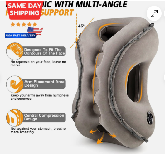 Inflatable Travel Neck Pillow for Airplanes Trains and Cars  
