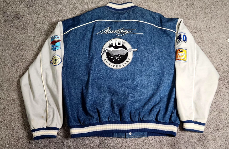 Ford Mustang 40th Anniversary Racing Jacket Champions Coat Mens Xxl Denim - Image 3 of 4